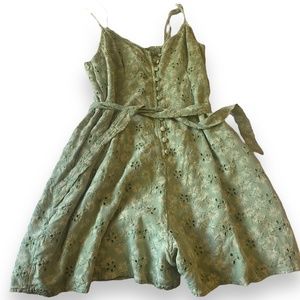 American Eagle Green Tie Waist Flowy Floral Romper Size X Small
